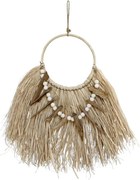 Nástenná dekorácia z palmových listov a korálky na kruhu - 46*4*51 cm