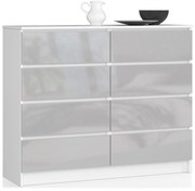 Komoda Kuba 120 cm 8 zásuviek biela/sivá