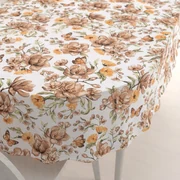 Biante Bavlnený oválny obrus Sandra SA-458 Hnedé kvety magnólie s motýlikmi na bielom 50x100 cm