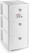 STEFANPLAST Plastový úložný regál Elegance Slim, 3 zásuvky, biely