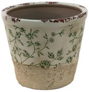 Keramický obal na kvetináč so zelenými kvetmi Jenia L - Ø 16*16 cm