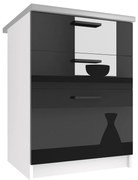 Kuchynská skrinka Belini spodná so zásuvkami 60 cm čierny lesk s pracovnou doskou  INF SDSZ60/1/WT/B/0/B1