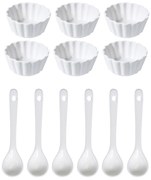 EH Súprava servírovacích misiek s lyžičkami Vlnovka okrúhla, 12 ks