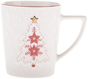 Biely porcelánový hrnček s vianočným motívom 380 ml Xmas Tree – Dakls