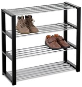 Botník 4 poschodia čierna/chróm, 81 x 30 x 73 cm, 4 poschodia