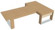 Stôl Verno+ S 200 x 300 cm s rokovacím prvkom, dub svetlý / vanilka