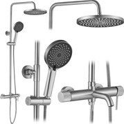 Rea Lungo Stripe, sprchový set s vaňovým výtokom, brúsená oceľ, REA-P9491