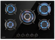 Klarstein Goldflame 5, plynová varná doska, 5 mosadzné horáky, sklokeramika