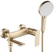 Rea Veneta, vaňová batéria s ručnou bodovou sprchovou súpravou, zlatá matná, REA-B3008