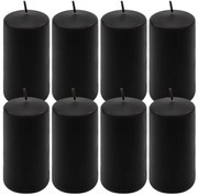 Čierna parafínová sviečka 10 cm, 20 h horenia, sada 8 ks