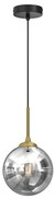 Závesné svietidlo Reflex, 1x grafitové sklenené tienidlo, (fi 17cm), b/g