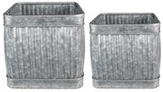 2ks plechové zinkové antik obaly na kvetináče - 31*31*28 / 25*25*23 cm