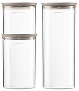 STEFANPLAST Súprava 3 okrúhlych dóz Tosca, transparetná/svetlo sivá