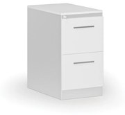 Kovová zásuvková kartotéka PRIMO s drevenými čelami A4, 2 zásuvky, biela/biela