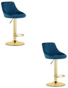 Set dvoch barových stoličiek KAST zamatové granátové (zlatá noha) 2 ks