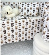 Set do kočíka Mackové objatie krémová – obojstranná deka 100x75 cm a vankúšik 40x30 cm, bavlna + minky