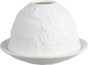 Tealight Holder ? 12x8 Cm White Porcelain Deer - Home deco