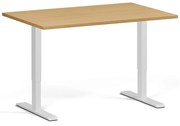 Výškovo nastaviteľný stôl, 120x80 cm, 1 motor, biela podnož, buk