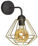 Nástenné svietidlo Lupo, 1x zlaté drôtené tienidlo, b
