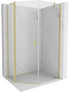 Mexen Mist, päťuholníkový sprchový kút výklopný 80 x 90 cm, číre sklo, zlatý matný profil, 8A8-080-090-55-00