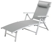 Livarno home Hliníkové ležadlo Houston s opierkami rúk, biele/bledosivé (100385886)