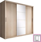 Skriňa s posuvnými dverami, dub sonoma, 235x216, CHIARA