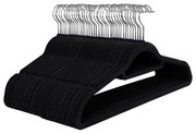Vešiaky na oblečenie, protišmakové, zamatové, 50ks, čierne