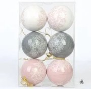 DECOLED Sada ozdôb, 6 ks, priemer 8 cm, 3 farby, snehové vločky