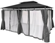 Záhradný pavilón 3x4 m - sivý so záclonami