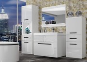 Kúpeľňový nábytok Belini  biely lesk + umývadlo + zrkadlo  ROD P 5/0/W/W/0/ZW