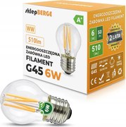 BERGE LED žiarovka - E27 - G45 - 6W - 510Lm - filament - teplá biela