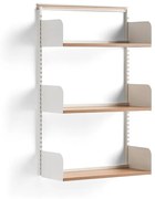 Nástenný regál SHAPE, zákl. sekcia, laminát. police, V 1237 mm, biela/dub