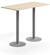 Barový stôl ALVA, 1400x700x1100 mm, HPL, strieborná/breza