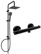 Mexen Tord, sprchový set s dažďovou sprchou a Slim termostatickou sprchovou batériou, čierna matná, 77105200-70