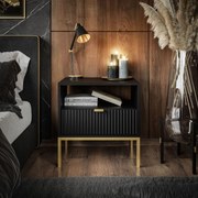 NOČNÝ STOLÍK VIGGO ČIERNY + ZLATÝ PODSTAVEC