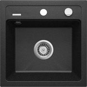 Deante Zorba, granitový drez 440x440x184 mm B/O, 3,5" + priestorovo úsporný sifón, 1-komorový, grafitová metalíza, ZQZ_G103