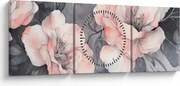 Obraz - Séria kvetov (s hodinami) (90x30 cm)