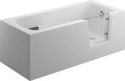 Vaňa s dvierkami Polimat AVO 150x75 s bielym čelným krycím panelom + vaňový sifón automat s prepadom VABPS-ZU 70