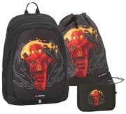 Lego Školská taška s príslušenstvom, 3-dielna súprava (Ninjago, červená)  (100376255)