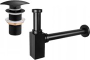 Mexen umývadlový polosifón hranatý s klik-klak zátkou, bez prepadu, čierna - 7991660-70