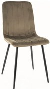 Hnedo-zelená zamatová jedálenská stolička ALAN s čiernymi nohami