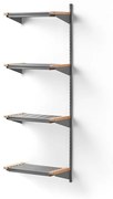 Regál na topánky JEPPE so 4 policami, prídavná sekcia, 1790x600x310 mm, strieborná/breza