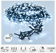 Vonkajšia svetelná reťaz, 15 m, 750 LED, studená biela, časovač, IP44, 15 m