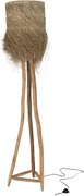 Stojacia lampa z teakového dreva a tienidlom z trávy Rafi grass - Ø 42*175 cm/ E27/ 70W