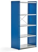 Policový kovový regál MIX, základná sekcia, 1740x800x500 mm, modrá, šedá