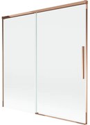 Mexen Rox, 2-krídlová posuvná vaňová zástena 160 x 150 cm, 8mm číre sklo, ružové zlato profil, 8C9-160-001-60-00