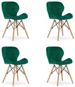 Set 4 zamatových kresiel LAGO - zelené