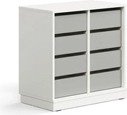 Úložná skrinka CASPER, 8 zásuviek, so soklom, biela/šedá