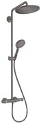 Hansgrohe Croma Select S, Showerpipe 280 1jet EcoSmart 9 l/min s termostatom a ručnou sprchou Raindance Select S 120 3jet, kartáčovaný čierny chróm, HAN-26891340