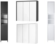 Livarno home Skrinka so zrkadlom Oslo, antracitová + biela + Vysoká skrinka do kúpeľne Oslo, antracitová + biela (800011021)